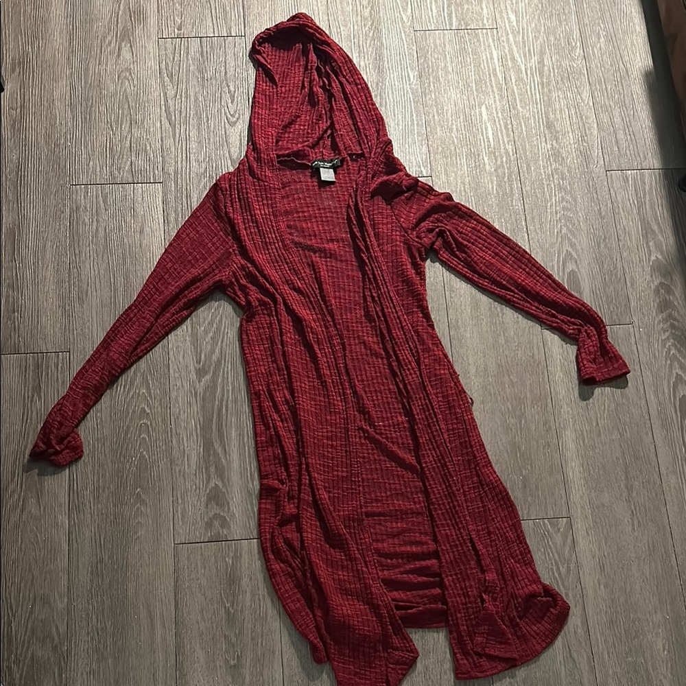 Red Hooded Cardigan